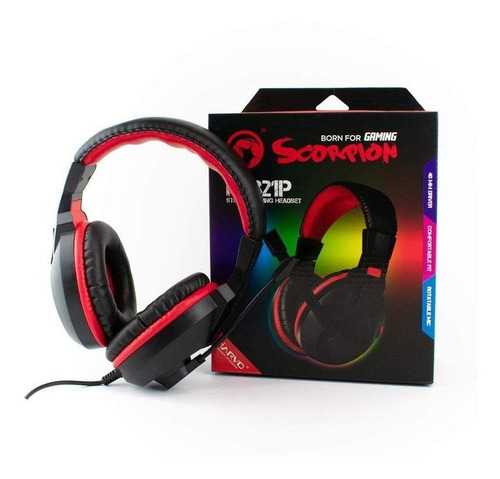 Imagem 1 de 4 de Headset Gamer Marvo Scorpion H8321p Preto E Vermelho - Novo