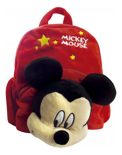 Mochila Pelúcia Rosto Mickey Mouse