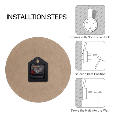 Reloj De Pared Redondo Sin Tictac, Silencioso A Pilas, 12 Pu