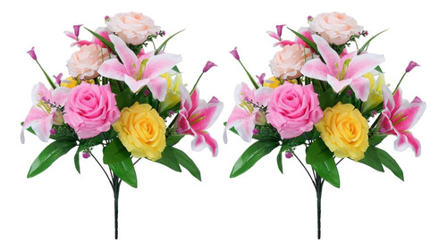 2 Paquetes De Flores Artificiales Primavera Verano Para Tumb