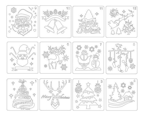 Jj 12 Uds Plantilla De Plantillas De Navidad Para Arte