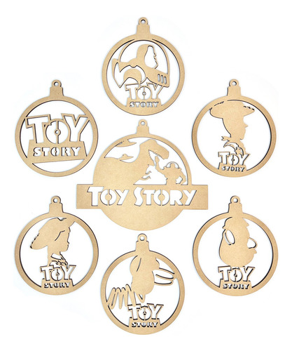 7 Esferas Navideñas De Toy Story Mdf Adorno Navidad Niños