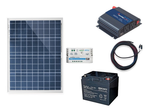 Kit Energía Solar Panel 50w Batería Agm 12 V 40 A/h