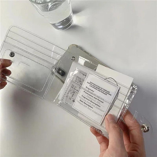 Billetera De Mujer Transparente Wallet Chica Pvc Con Correa Diseño De La Tela Purpurina