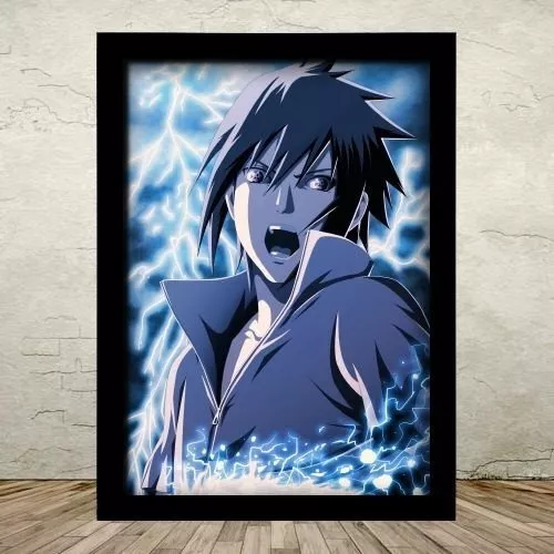 Quadro Decorativo Naruto e Sasuke Animes c/ Moldura e Vidro