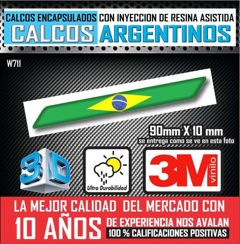 Calco Encapsulado C/resina 3d Relieve Bandera Brasil Fina