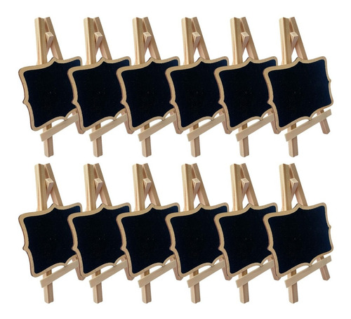 Pack 12 Pcs Mini Letreros A Tiza, Madera (cuadrado) 