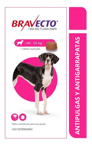 Bravecto Control Pulgas Garrapatas Sarna Perros 40 A 56 Kg