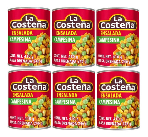 6 Ensaladas Campesinas La Costeña 410g Cada Una