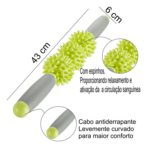 Bastão Liberação Miofacial Com Espinho Relaxamento Cor Verde-claro