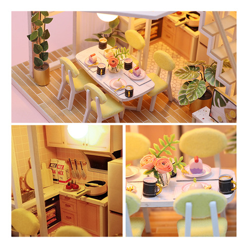 Kit De Casa De Muñecas De Madera Para Bricolaje: Muebles, Le