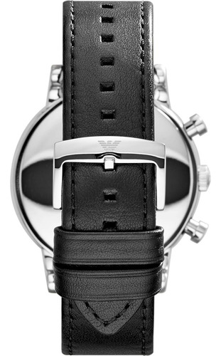 Reloj Cronógrafo Emporio Armani Ar1828 Acero Y Cuero Negro
