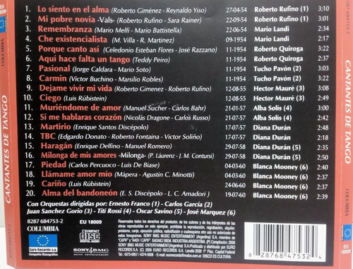 Cd Maure/rufino/a.solis Y Otros (cantantes De Tango 54/60)