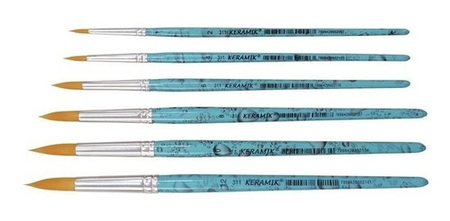 6x Pincel Keramik 311 Redondo Sintetic Tam 02 04 06 08 10 12