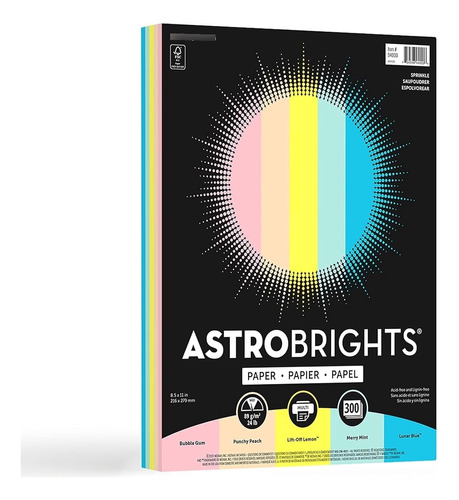 Papel De Color Astrobrights, 8.5  X 11 , 24 Lb/89 G/m², Surt