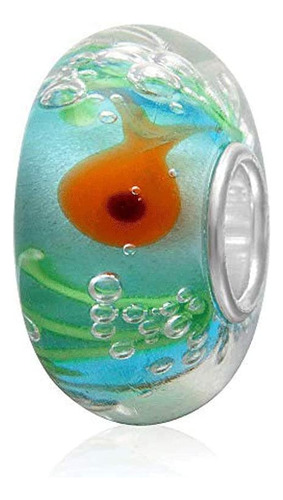 Abalorio De Plata De Ley 925 Lampwork De Cristal De Murano .