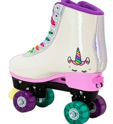 Imagem 1 de 7 de Patins Quad Roller Skate Ajustável Led Luz Unicórnio Fenix