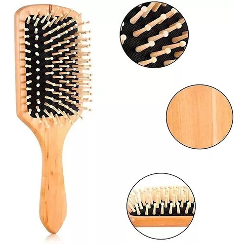 Cepillo Para El Cabello Plano En Bambú Y Madera Original 