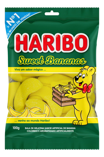 Bala Haribo Sweet Bananas sem glúten 100 g 