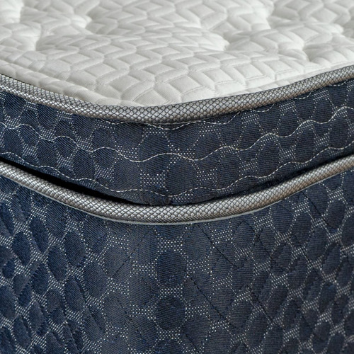 Colchón Restonic Matrimonial Con Almohadas Trendy Color Azul Marino