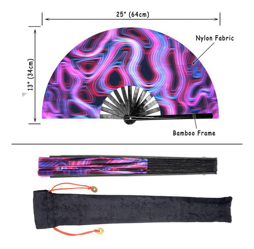 Ventilador De Mano Plegable Raves Para Mujeres Y Hombres, Ve