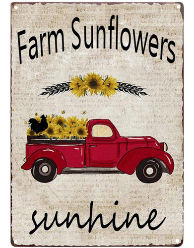 Farm Sunshine Sunshine Camión Rojo Vintage Tin Bar Sig...