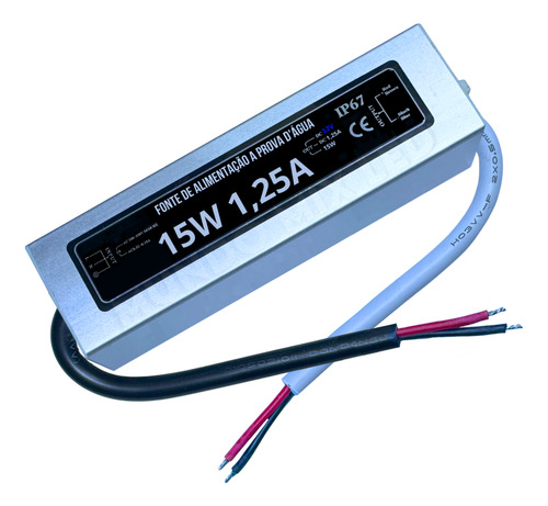 Fonte Blindada Prova Dágua Ip67 15w 1a P/ Fita Leds Bivolt