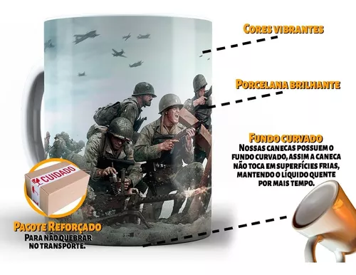 Caneca Warzone Xícara 325ml Porcelana Cerâmica Caixa presente