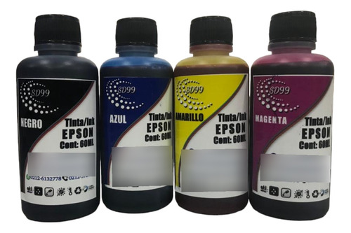 Tinta Epson Reenvasada Ati 4 Colores Cmyk 60ml Sd99