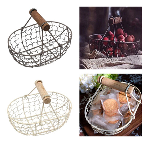 Canasta De Metal Organizador De Almacenamiento Cesta Frutas