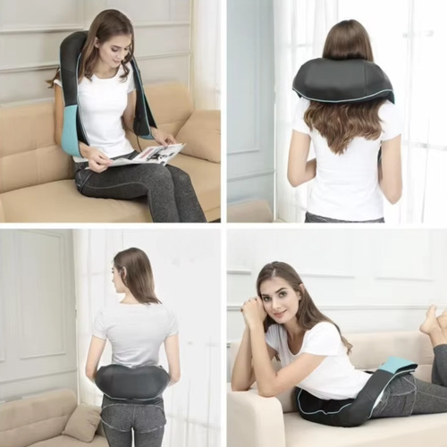 Colete Shiatsu Massageador Cervical Profissional Pro+ 4 D - 3 D X - Costas Pescoço Lombar Ombros Pernas Com 8 Nós E Infravermelho Portátil Com Bolsa Para Alívio Diário
