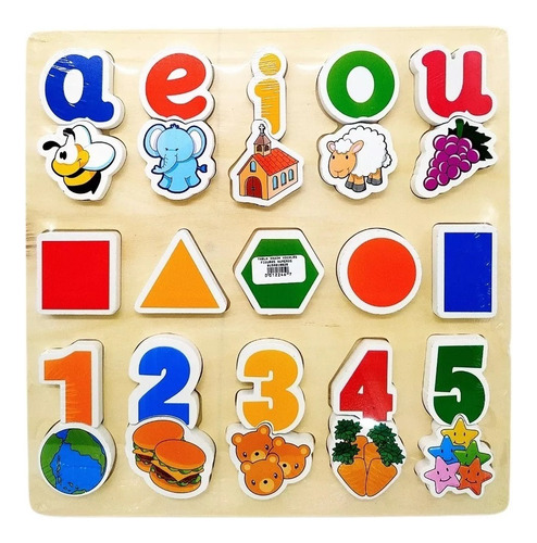 Juego Puzzles Rompecabeza Didáctico De Madera Numero Vocales