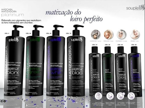  Máscara Matizadora Platinum White Soupleliss 1l Branco Tom Black