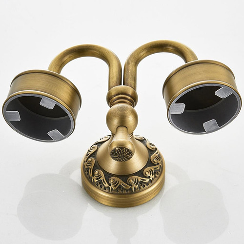 Vintage Brass Cepillo De En Titular De Cerámica Tazas Doble