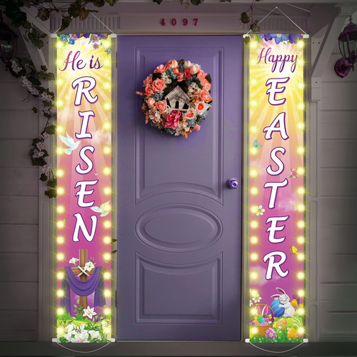 Letrero Iluminado Para Porche Texto Ingl «happy Easter Is Al