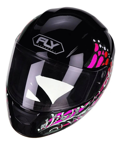 Capacete Fly F9 Butterfly Preto/rosa