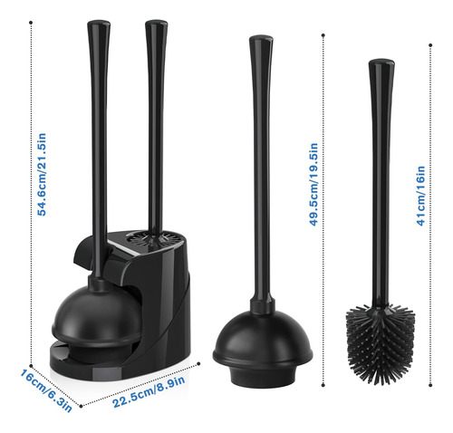 Cepillo Escobilla Sopapo Inodoro Baño Set Limpieza 2 En 1 Negro