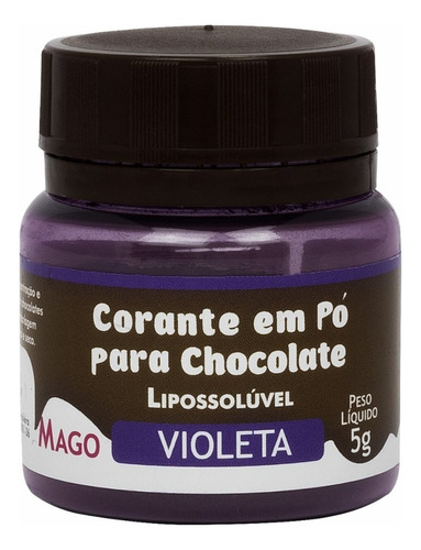 Corante Em Pó Para Chocolate Lipossolúvel Violeta 5g Mago