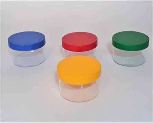 Imagem 4 de 6 de 10 Caixas Acrílica Redonda Tampas Coloridas Lembrancinhas