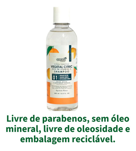 Shampoo Vegetal Citric Vegan 380ml - Vegetal Do Brasil