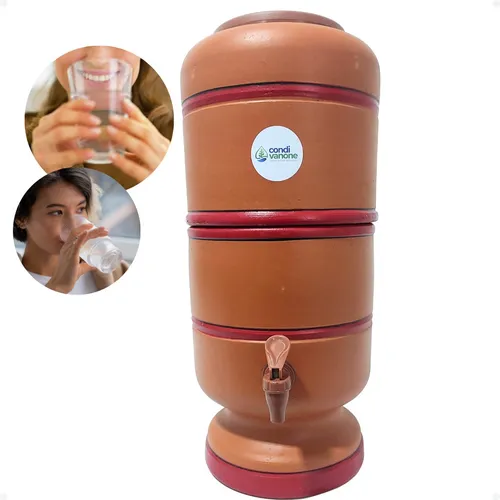 Filtro De Barro 2 Litros Total 4l Vela Carvão Ativado + Bóia
