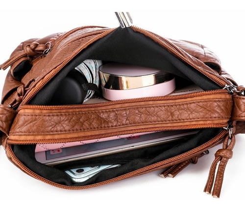 Imagen 4 de 10 de Bolso Bandolera Mujer Piel Suave Impermeable