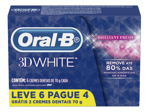 Creme Dental Oral-b 3d White Brilliant Leve 6 Pague 4 70g