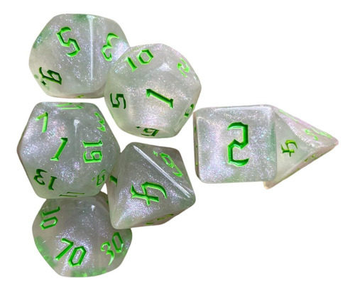 2 Juego De 7 Dados Poliédricos, Verde Verde2 Verde Verde2