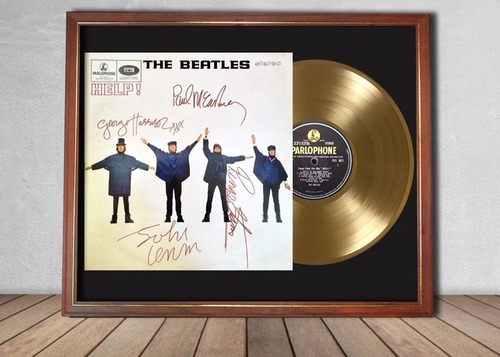 The Beatles Help ! Tapa Lp Firmada Disco Oro Enmarcado