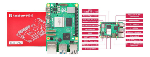 Placa Raspberry Pi 5 8gb Ram Con Disipadores 