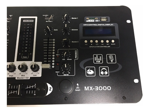 Imagen 7 de 10 de Consola Mixer Doble Usb Mp3 Display Dj Stereo 5 Entradas