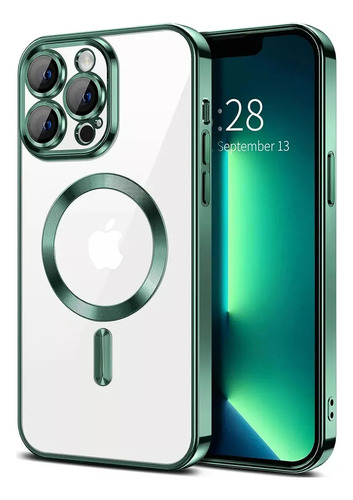 Funda Iphone 15 Pro Compatible Magsafe Protector De Cámara Verde Magsafe Verde