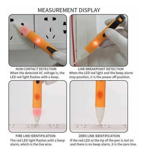 Imagen 7 de 7 de Tester Sensor Detector Lapiz Voltaje 90 - 1000 V Led Light