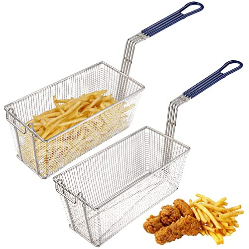 Mejorchoy 2 Pack Deep Fryer Basket 13  X 6.5  X6  With Non-s